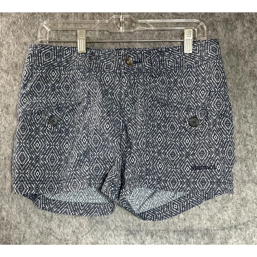 Marmot Shorts Womens Large Blue Geometric Cotton Blend Lightweight Outdoor 32x4